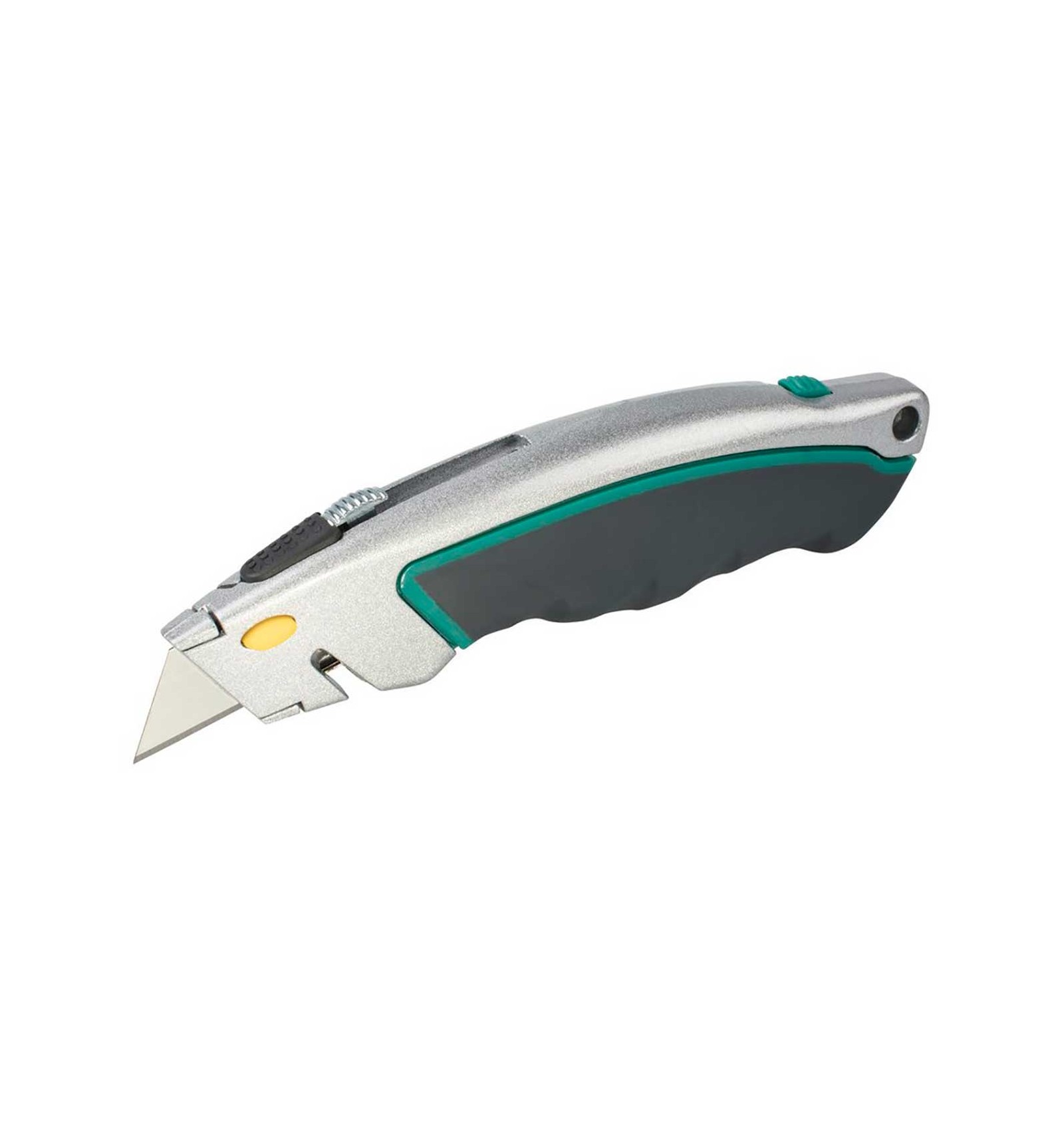 CUTTER PROFESIONAL CON CUCHILLA RETRACTIL (5 HOAS DE RECAMBIO) - WOLFCRAFT  - Vis25